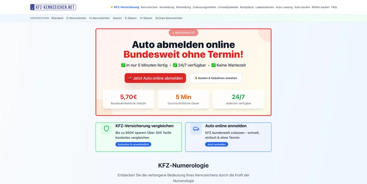 KFZ-Kennzeichen.net - React/Next.js KFZ-Services Portal